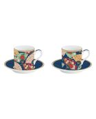 Lot de 2 tasses et soucoupes en porcelaine KYOTO multicolores - 75 ml