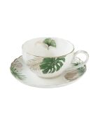 Tasse et soucoupe en porcelain EXOTIQUE blanc/vert - 200 ml