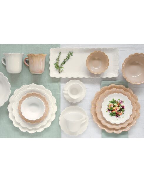 Lot de 6 tasses FLEURI beiges - 320 ml