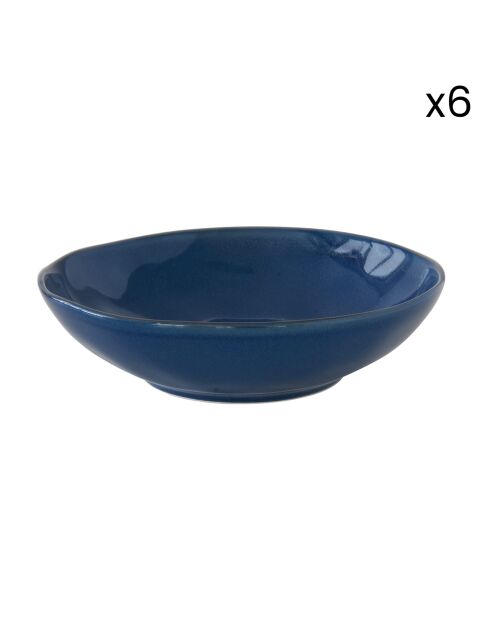 Set van 6 blauwe INTERIORS porseleinen soepborden - D.19 cm