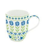 Taza individual de porcelana verde y azul FLOWERS GARDEN - 350 ml