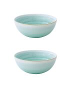 Lot de 2 bols en porcelaine ARTESANAL vert - D.22 cm
