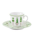 Taza y platillo de porcelana en caja TOPIARY multicolor - 200 ml