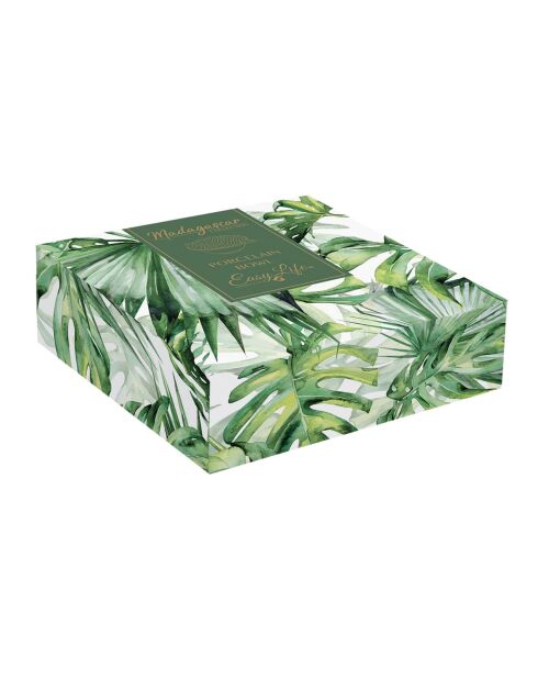 Cuenco de porcelana con forma de hoja verde MADAGASCAR - 21x16 cm