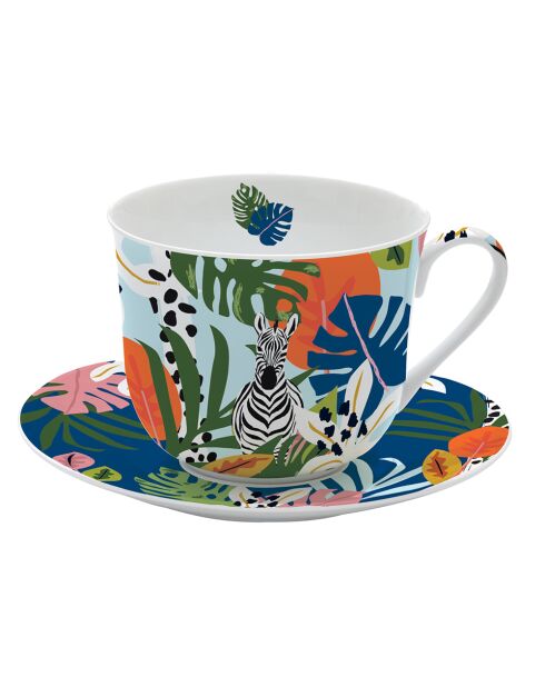 Tasse et soucoupe TROPICAL VIBES multicolore - 400 ml