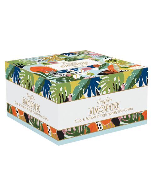 Tasse et soucoupe TROPICAL VIBES multicolore - 400 ml