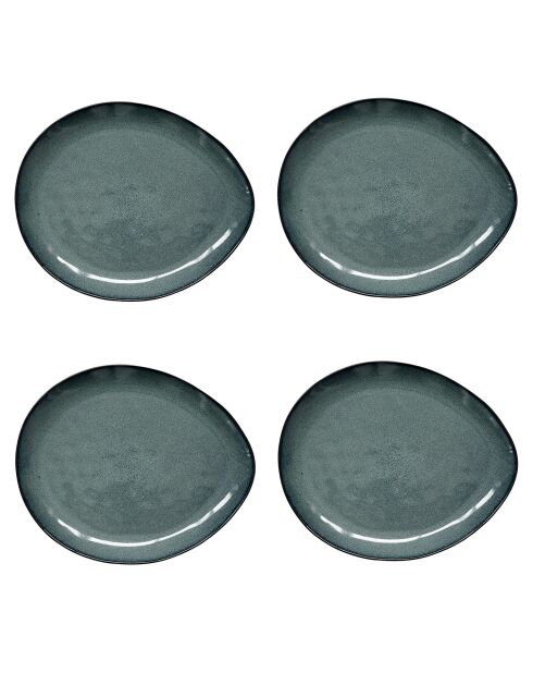 Set van 4 groene dinerborden van GENESIS steengoed - 28,5x24 cm