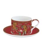 Tasse en porcelaine avec soucoupe  coloré BENGALA rouge- 240 ml