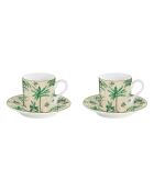 Lot de 2 tasses et soucoupes en porcelaine OASI vertes - 75 ml