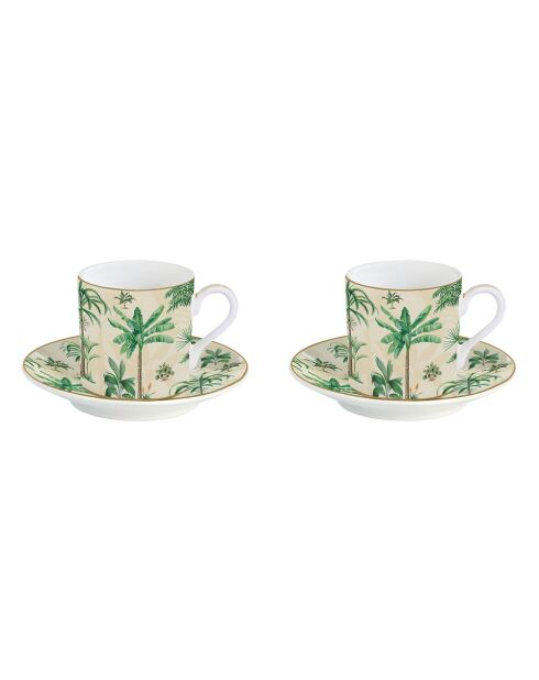 Lot de 2 tasses et soucoupes en porcelaine OASI vertes - 75 ml