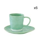 Lot de 6 tasses et soucoupes en porcelaine INTERIORS aqua - 250 ml