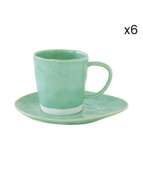 Set de 6 tazas y platillos de porcelana INTERIORS aqua - 250 ml