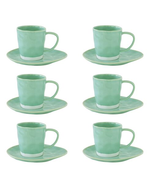 Lot de 6 tasses et soucoupes en porcelaine INTERIORS aqua - 250 ml