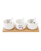 Set di 3 ciotole e cucchiai in porcellana KITCHEN ELEMENTS bianchi