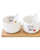 Set di 3 ciotole e cucchiai in porcellana KITCHEN ELEMENTS bianchi