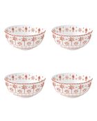 Lot de 4 bols en porcelaine EXOTIC VIBES blanc/orange - D.15 cm