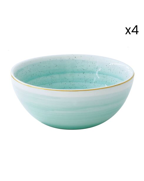 Set de 4 cuencos de porcelana ARTESANAL multicolor - 15 cm