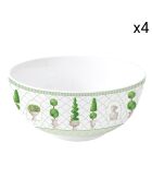 Set mit 4 mehrfarbigen Topiary-Porzellanschalen - D.15 cm