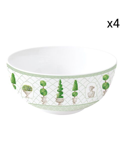 Set de 4 cuencos de porcelana topiaria multicolor - D.15 cm