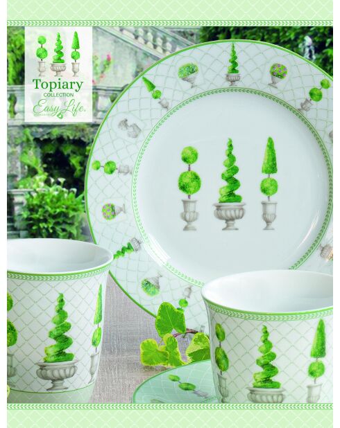 Set mit 4 mehrfarbigen Topiary-Porzellanschalen - D.15 cm