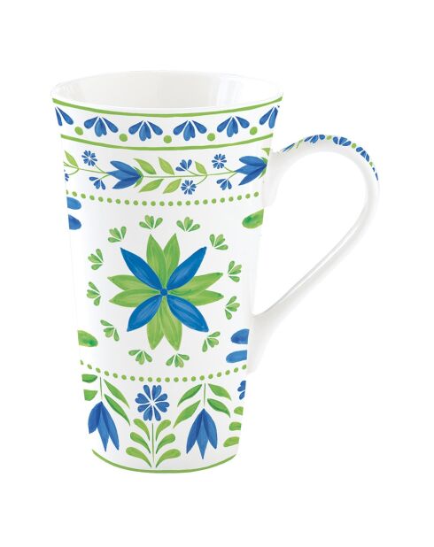 Mug en porcelaine FLOWERS GARDEN vert/bleu - 600 ml