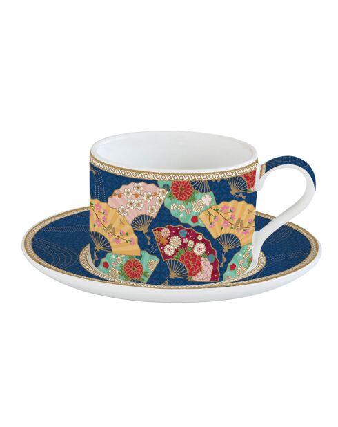 Tasse en porcelaine avec soucoupe  KYOTO multicolore - 240 ml