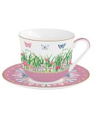 Veelkleurige SPRING PARADE porseleinen mok met schotel - 370 ml