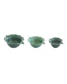 Lot de 3 bols en porcelaine en forme de feuille MADAGASCAR verts