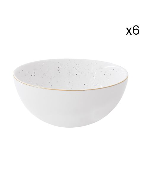 Set de 6 cuencos de porcelana ARTESANAL multicolor - 12 cm