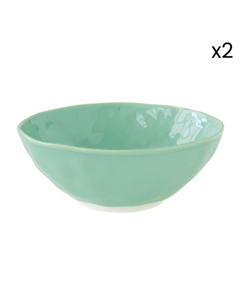 Set de 2 cuencos de porcelana INTERIORS aqua - D.22 cm