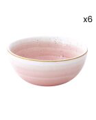 Lot de 6 bols en porcelaine ARTESANAL roses - D.9,5 cm