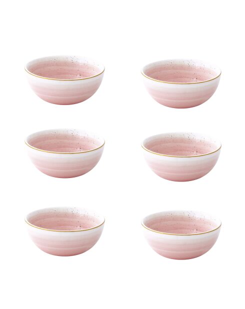 Lot de 6 bols en porcelaine ARTESANAL roses - D.9,5 cm