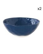Lot de 2 bols en porcelaine INTERIORS bleus - D.22 cm