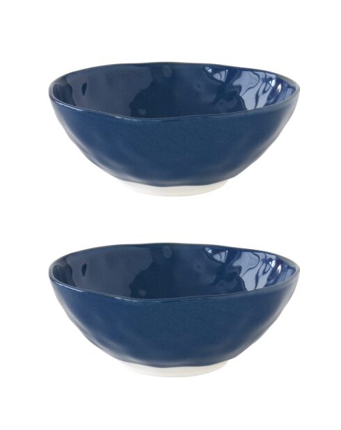Lot de 2 bols en porcelaine INTERIORS bleus - D.22 cm