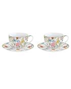 Set di 2 tazze e piattini da caffè in porcellana GARDEN DREAMS in una scatola. multicolore - 110 ml