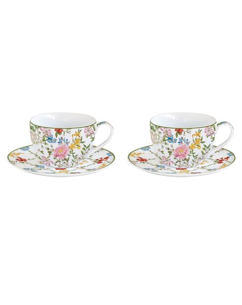 Set di 2 tazze e piattini da caffè in porcellana GARDEN DREAMS in una scatola. multicolore - 110 ml