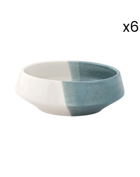 Set de 6 cuencos de porcelana DOUBLE azul - D.11 cm