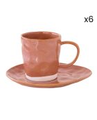 Set di 6 tazze e piattini in porcellana INTERIORS brick - 250 ml