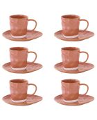 Set di 6 tazze e piattini in porcellana INTERIORS brick - 250 ml