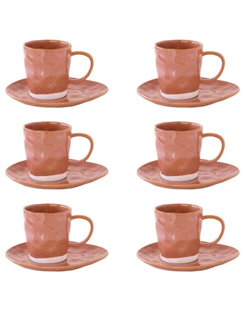 Set di 6 tazze e piattini in porcellana INTERIORS brick - 250 ml