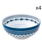Lot de 4 bols en porcelaine, motif SEA SHORE bleus - 17,5 cm