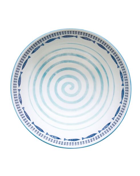 Lot de 4 bols en porcelaine, motif SEA SHORE bleus - 17,5 cm
