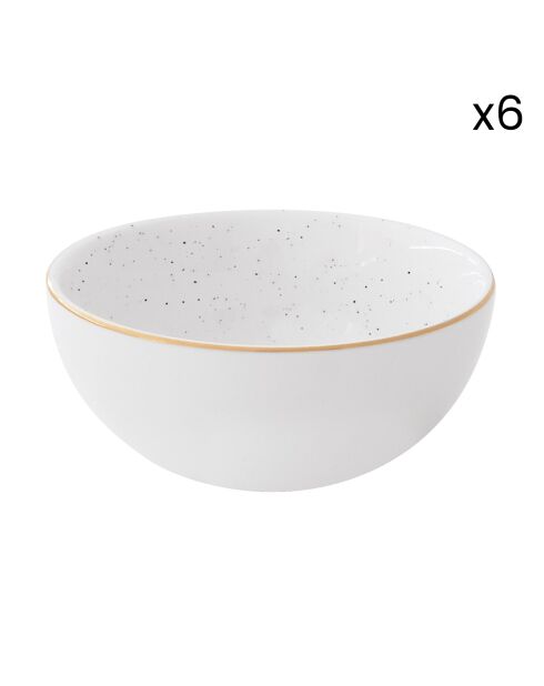 Set de 6 cuencos blancos de porcelana ARTESANAL - D.9,5 cm