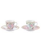 Lot de 2 tasses à café et soucoupes en porcelaine GARDEN JOY multicolores - 80 ml