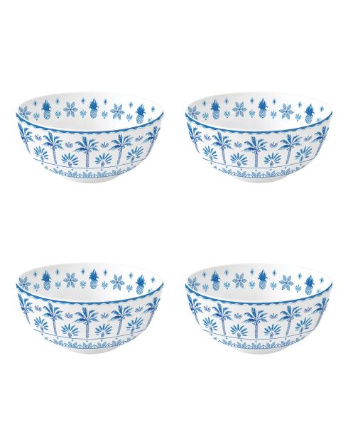 Lot de 4 bols en porcelaine EXOTIC VIBES bleus - D.15 cm