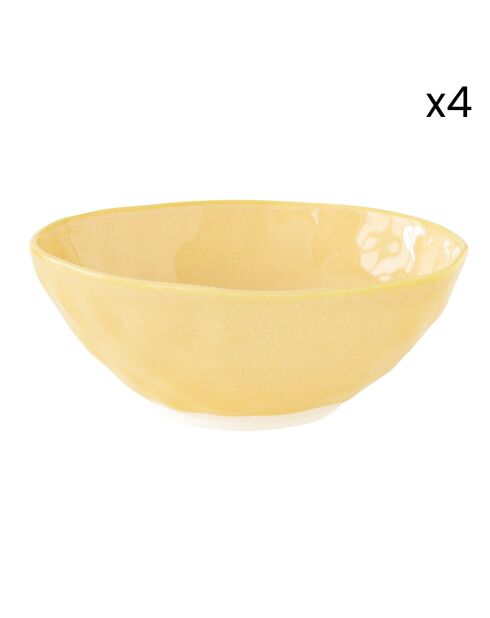 Lot de 4 bols en porcelaine INTERIORS jaunes - D.15 cm