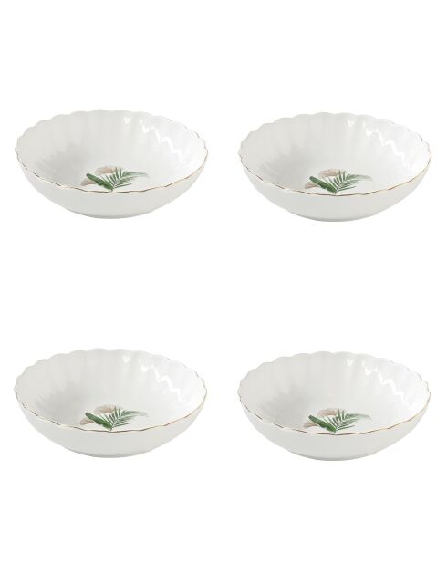 Set van 4 witte EXOTIC porseleinen soepborden - D.20 cm