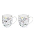 Lot de 2 mugs FLEURS ET PAPILLONS multicolores - 300 ml