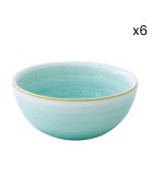 Lot de 6 bols en porcelaine ARTESANAL bleus - D.9,5 cm