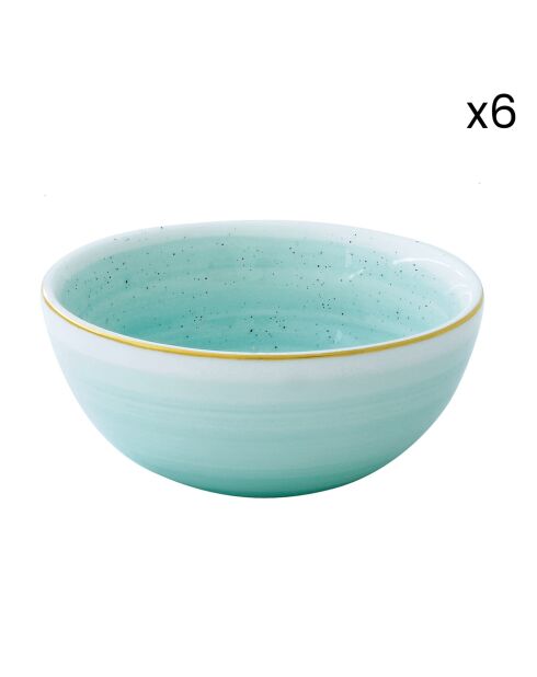 Lot de 6 bols en porcelaine ARTESANAL bleus - D.9,5 cm